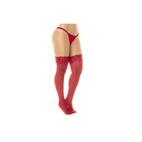 Bas en nylon sexy rouge autofixant  